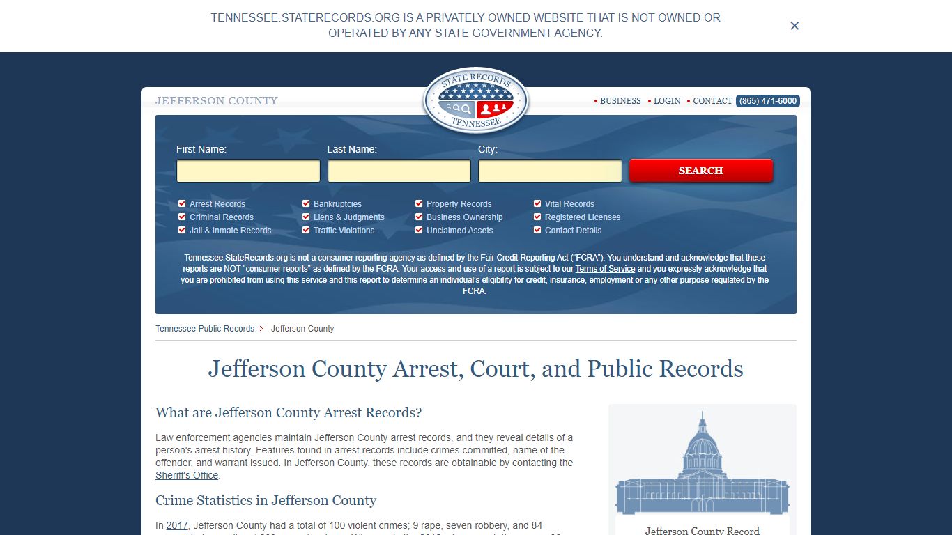 Jefferson County Arrest, Court, and Public Records